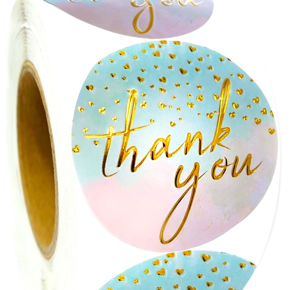 LAST SET! 50 premium gold foil thank you stickers - Picture 1 of 7